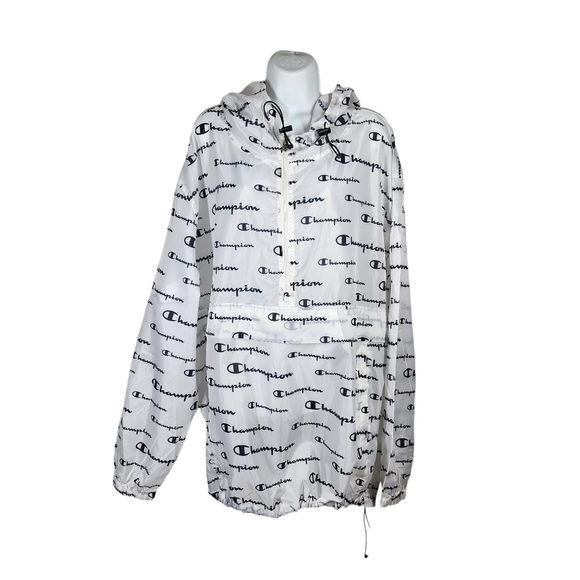 CHAMPION ALL-OVER PRINT HOODED WINDBREAKER JACKET - Picture 1 of 11